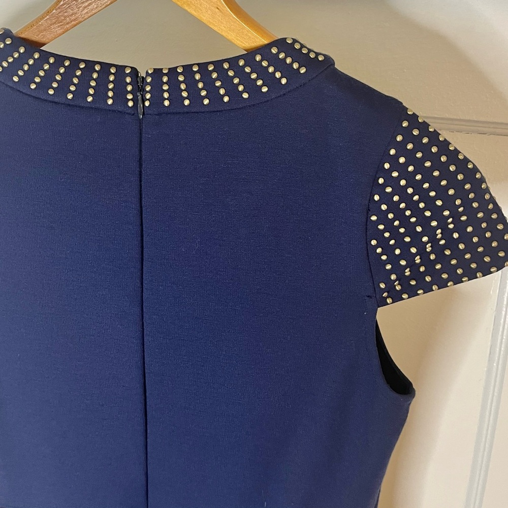 MICHAEL Michael Kors Studded Midi Sheath Dress Stretch Navy Blue Size XS - Picture 8 of 9